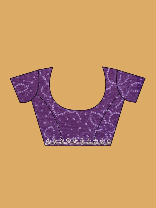 Purple Stonework (Silver) Chiffon Saree - Image 8