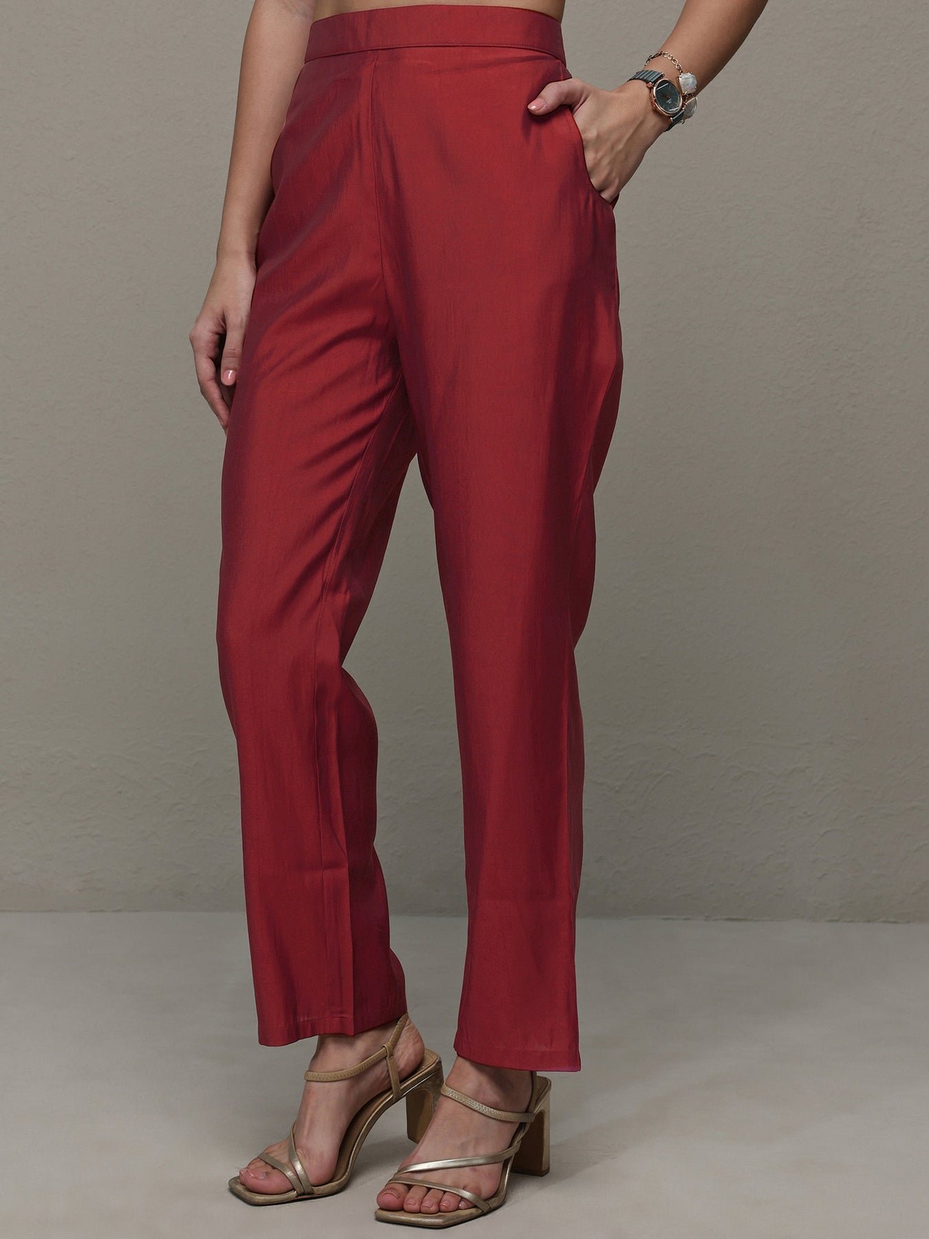 Rust Bandhani Printed Organza Straight Kurta - Image 6