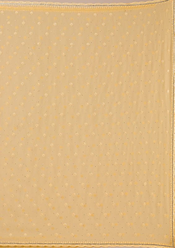 Mustard Chiffon Threadwork Saree With Matching Blouse Piece - Image 7