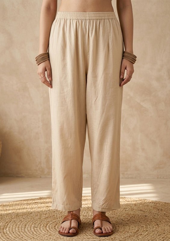 Beige Brown Cotton Threadwork Straight Kurta With Pant Regular And Dupatta - Image 5
