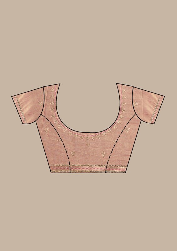 Mauve Organza Gold Zariwork Saree With Matching Blouse Piece - Image 7