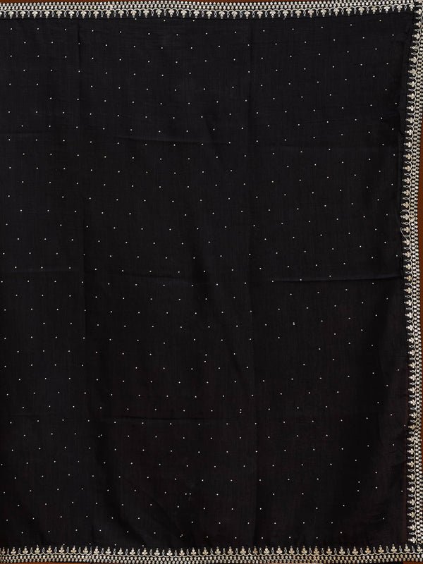 Black Soft Raw Silk Gold Zariwork Straight Kurta With Pant Regular And Dupatta - Image 8