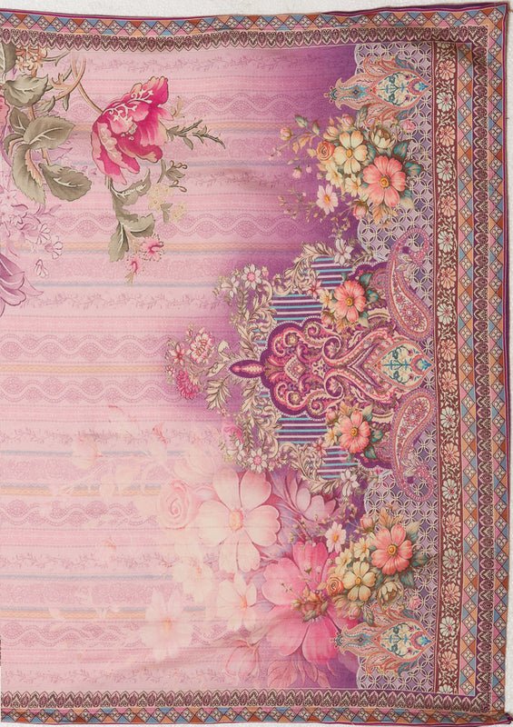 Lavender Multi Crepe Floral Printed Straight Kurta With Pant Regular And Dupatta - Image 7