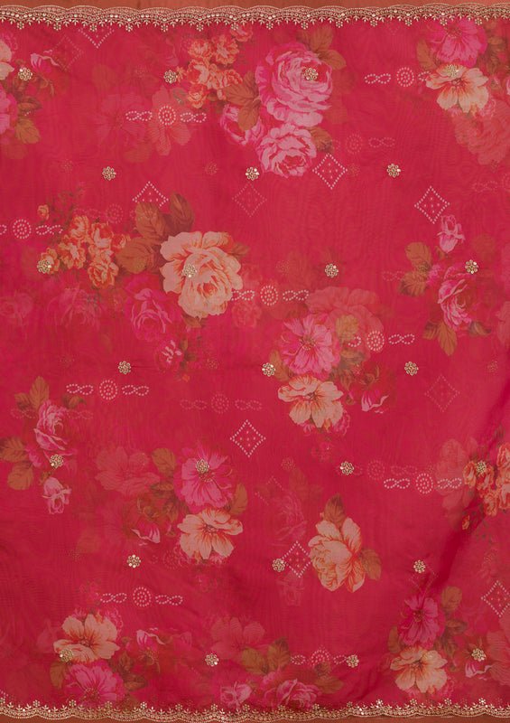 Rani Pink Soft Raw Silk Gold Zariwork Straight Kurta With Pant Regular And Dupatta - Image 10