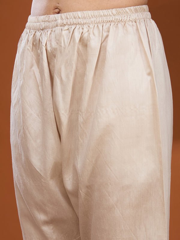 Off White Magenta Pink Brocade Threadwork Straight Kurta With Pant Regular And Dupatta - Image 7