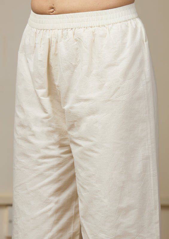 Off White Black Chanderi Threadwork Straight Kurta With Regular Pant And Dupatta - Image 7