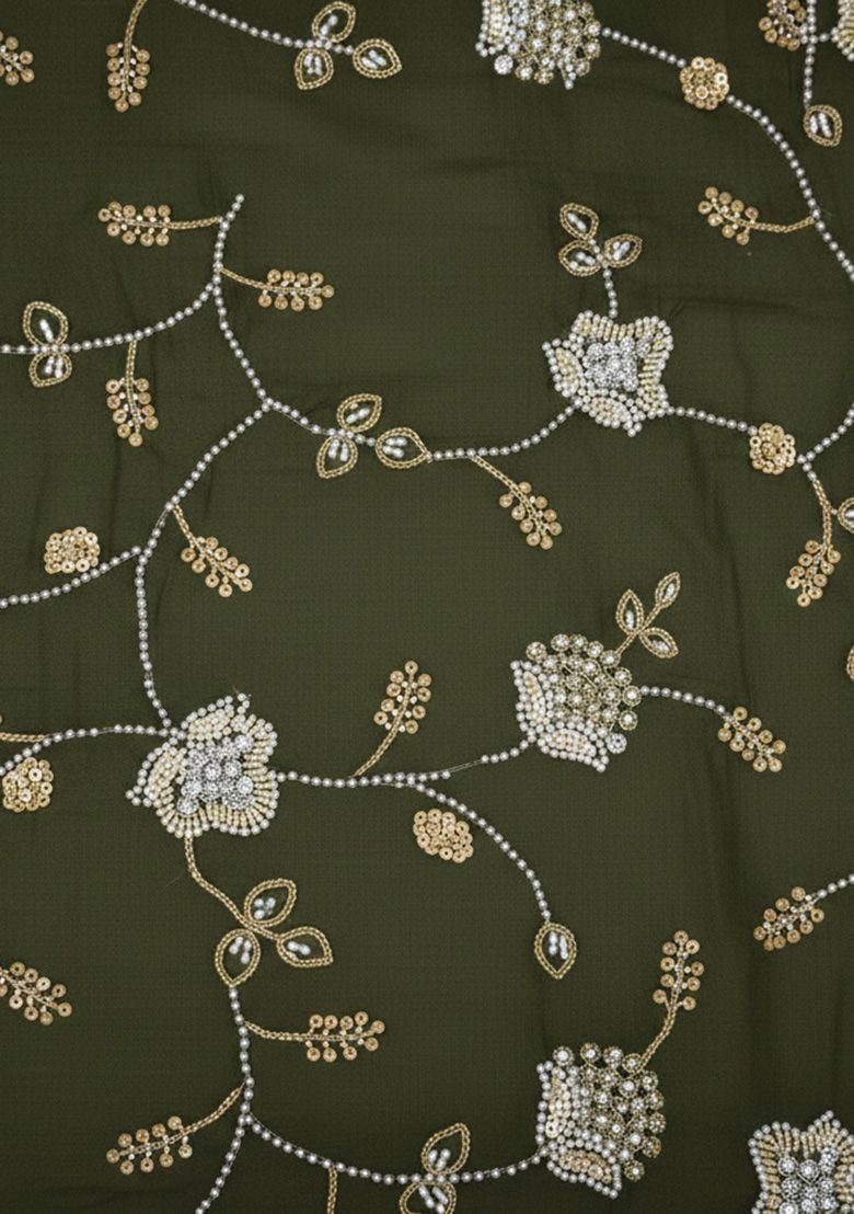 Anaya Suri Olive Green Embroidered Silk Blend Lehenga Set - Image 3