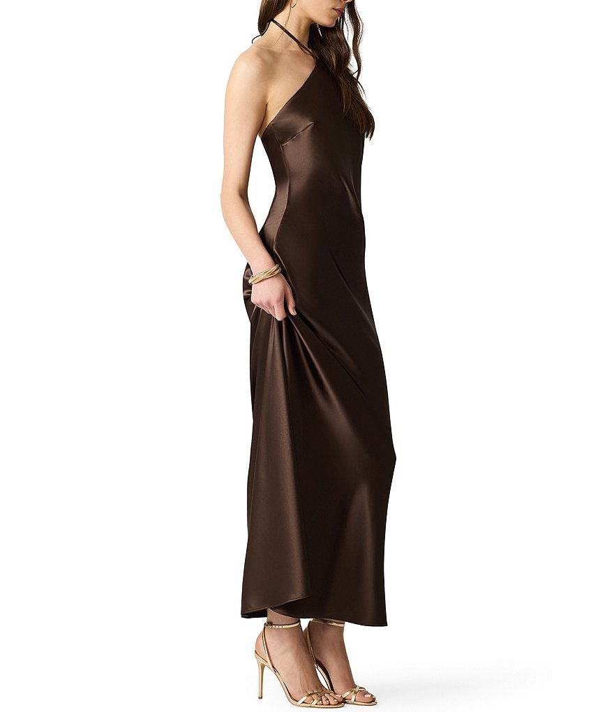 Flora Halter Satin Maxi Dress