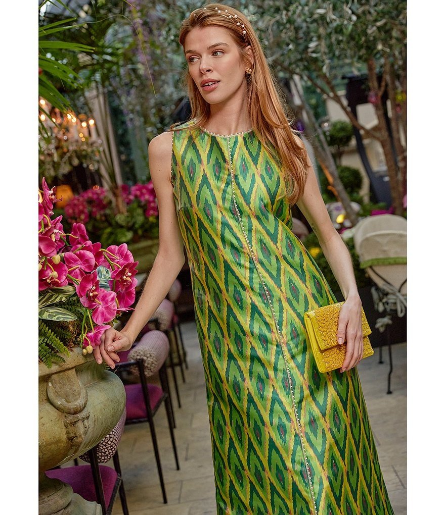 Hannah Jewel Neckline Jacquard Shift Dress - Image 3