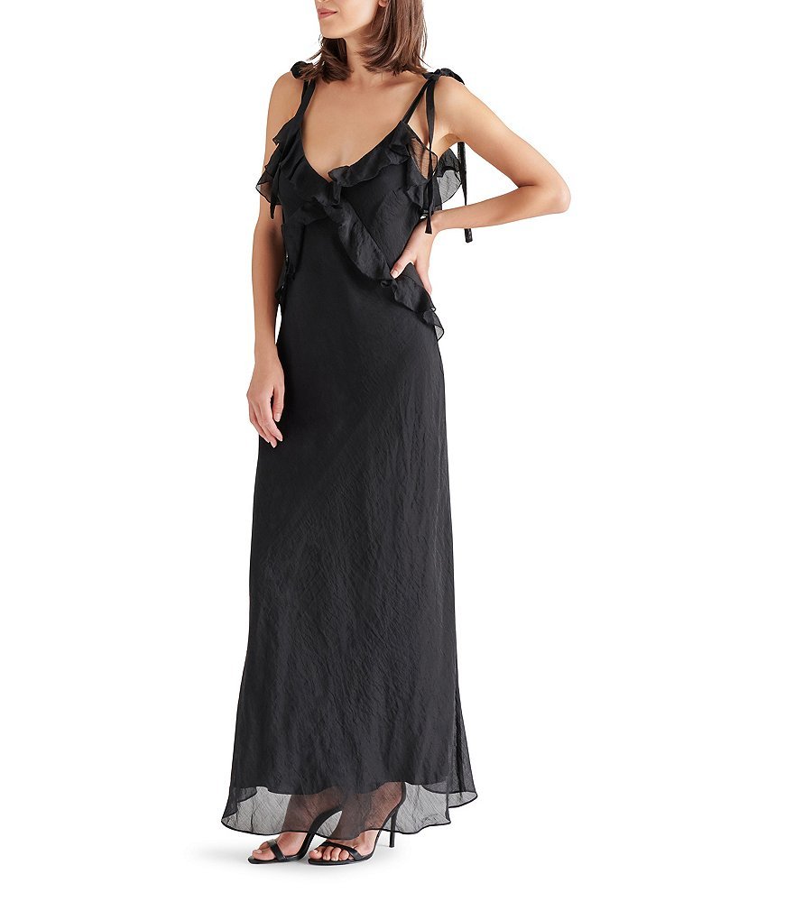 Adalina V-Neck Sleeveless Ruffle Maxi Dress