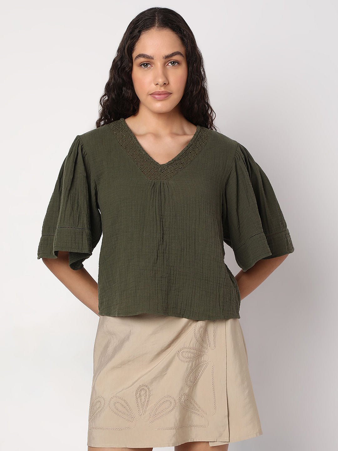 MOSS GREEN COTTON TOP - Image 2
