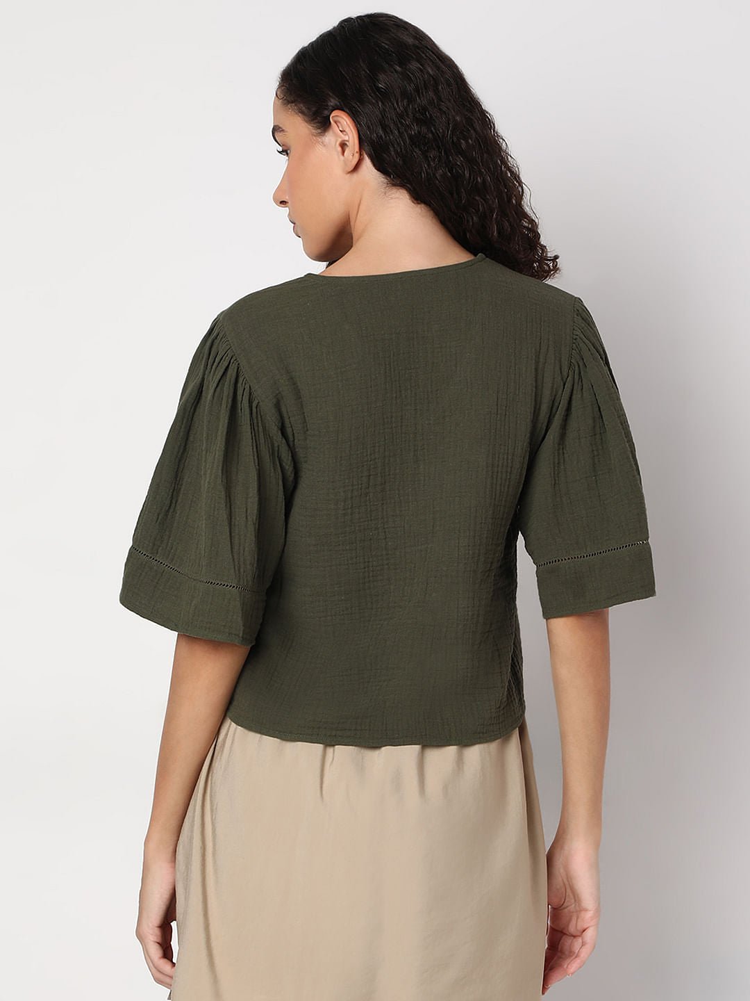 MOSS GREEN COTTON TOP - Image 4