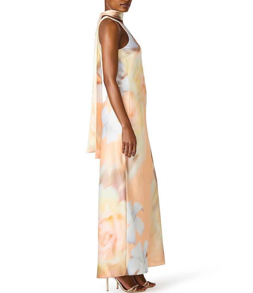 Jaidan Floral Print Halter High Neck Dress - Image 3