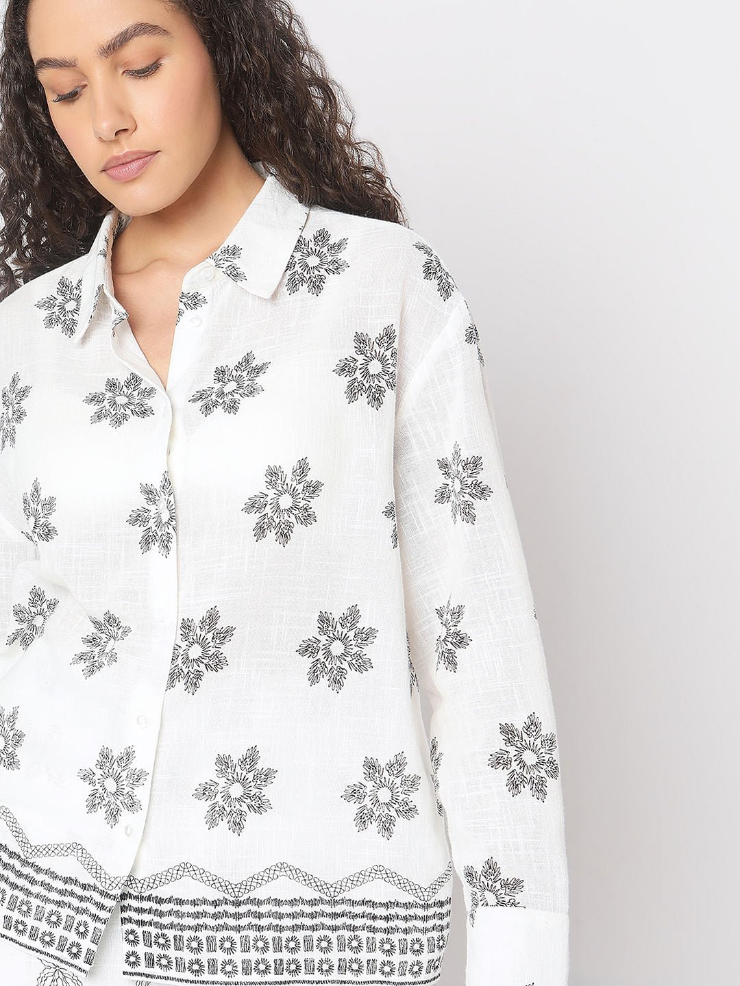 WHITE PRINTED COTTON SHIRT - Image 5