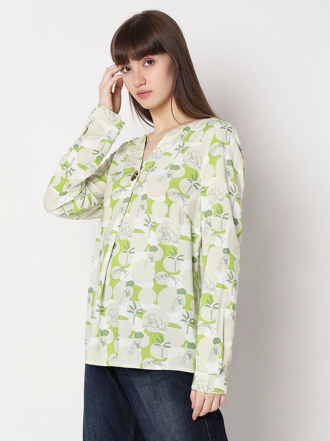 GREEN FLORAL PRINT TOP - Image 2