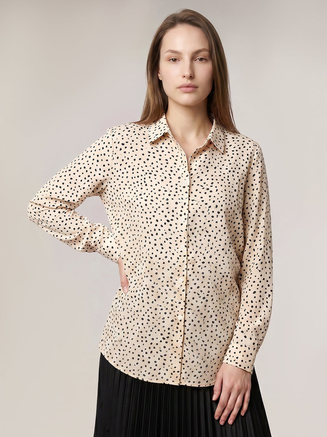 BEIGE PRINTED SHIRT - Image 2