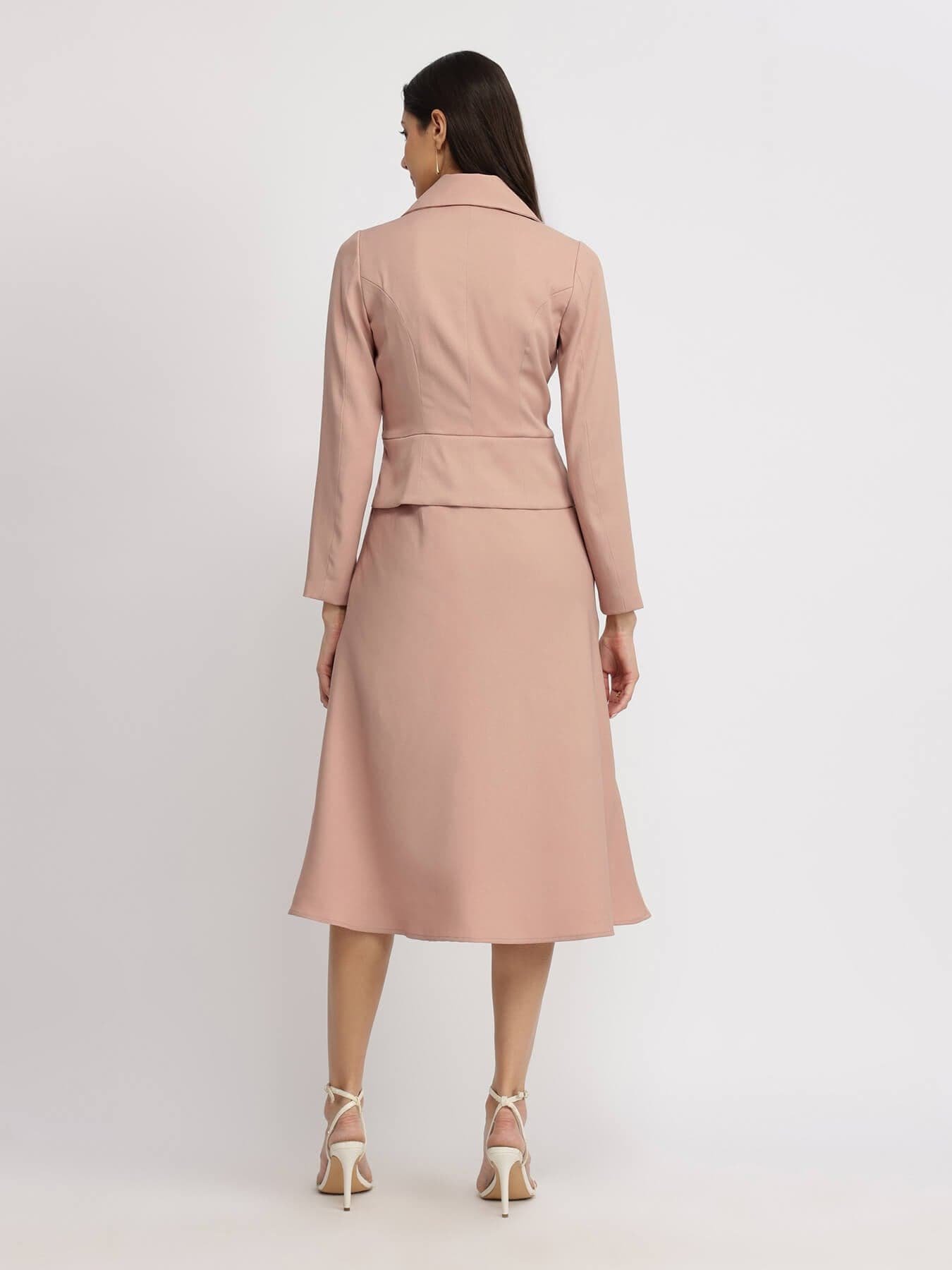 A-line Jacket Dress - Dusty Pink - Image 2