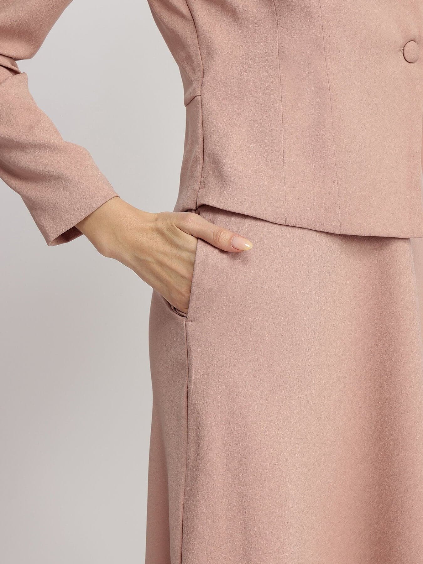 A-line Jacket Dress - Dusty Pink - Image 5