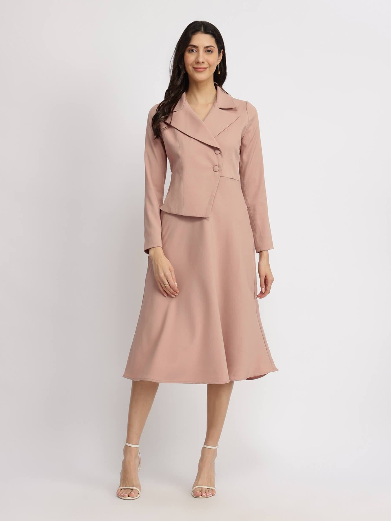 A-line Jacket Dress - Dusty Pink - Image 6
