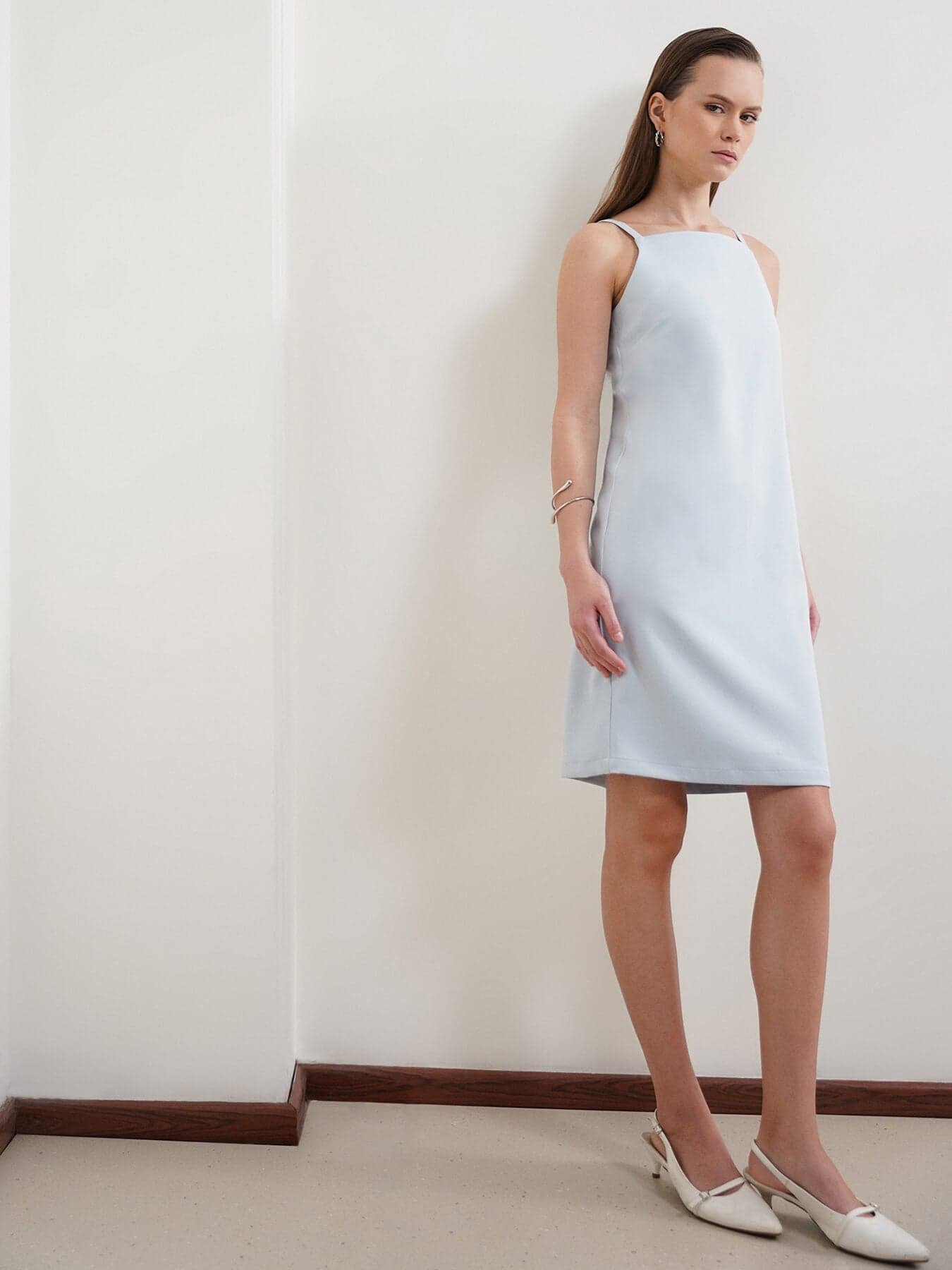 Shoulder Strap Shift Dress - Blue