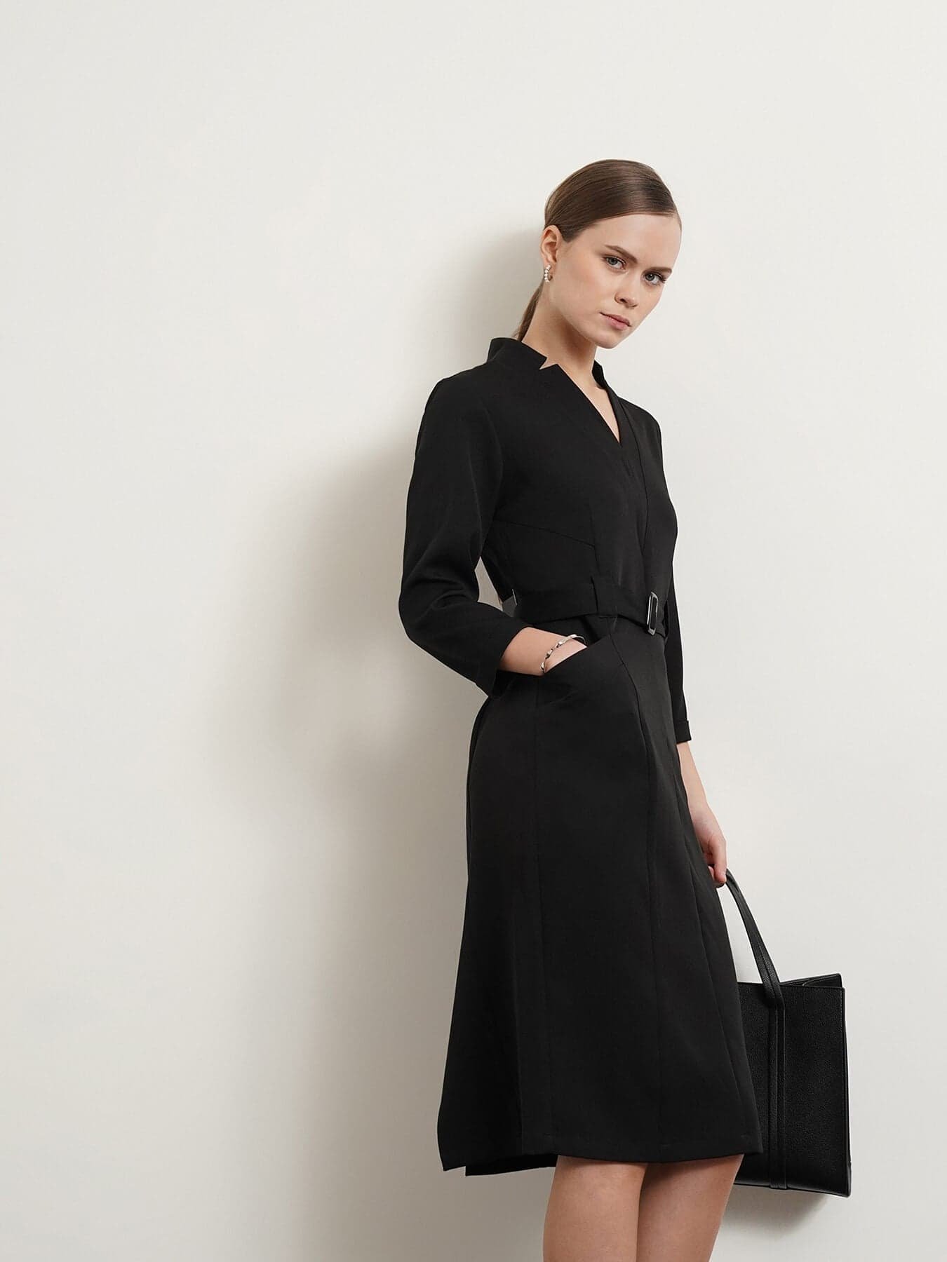 Panelled Sheath Dress - Black