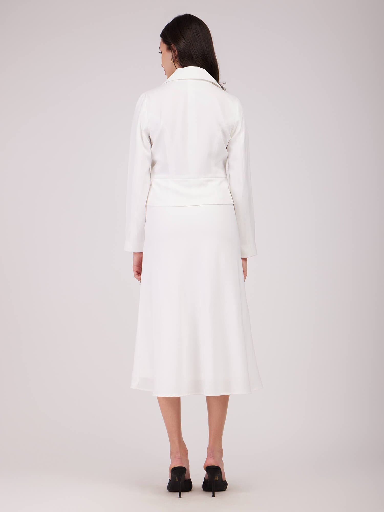 A-line Jacket Dress - White - Image 2