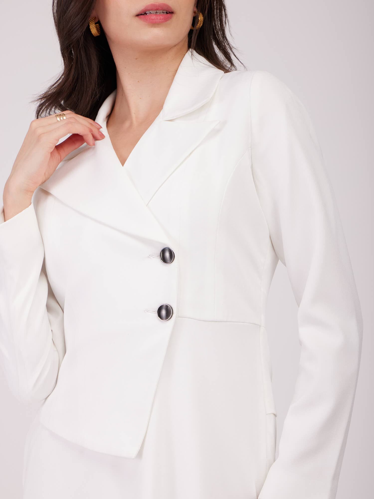 A-line Jacket Dress - White - Image 5
