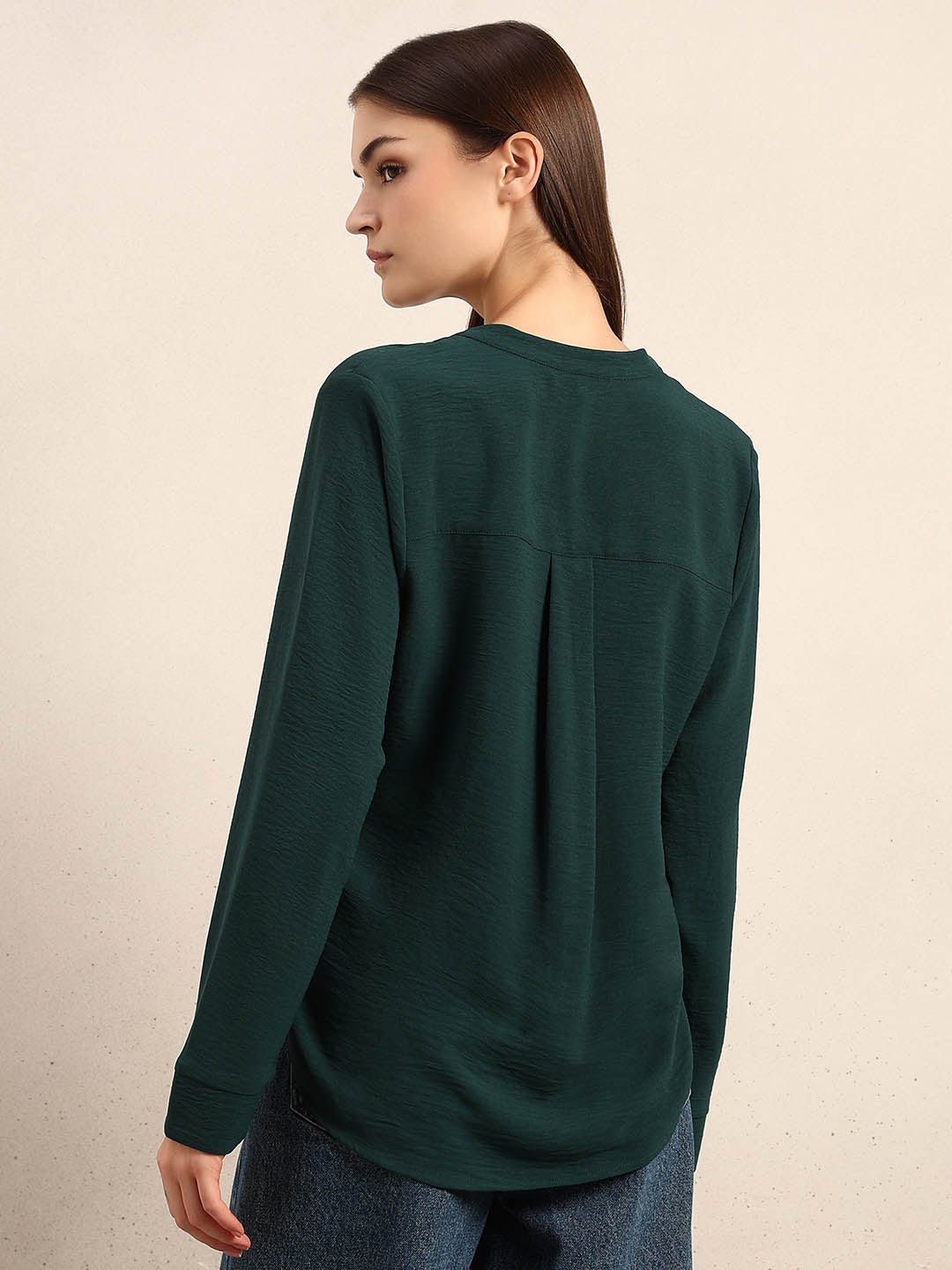 DARK GREEN V-NECK TOP - Image 2
