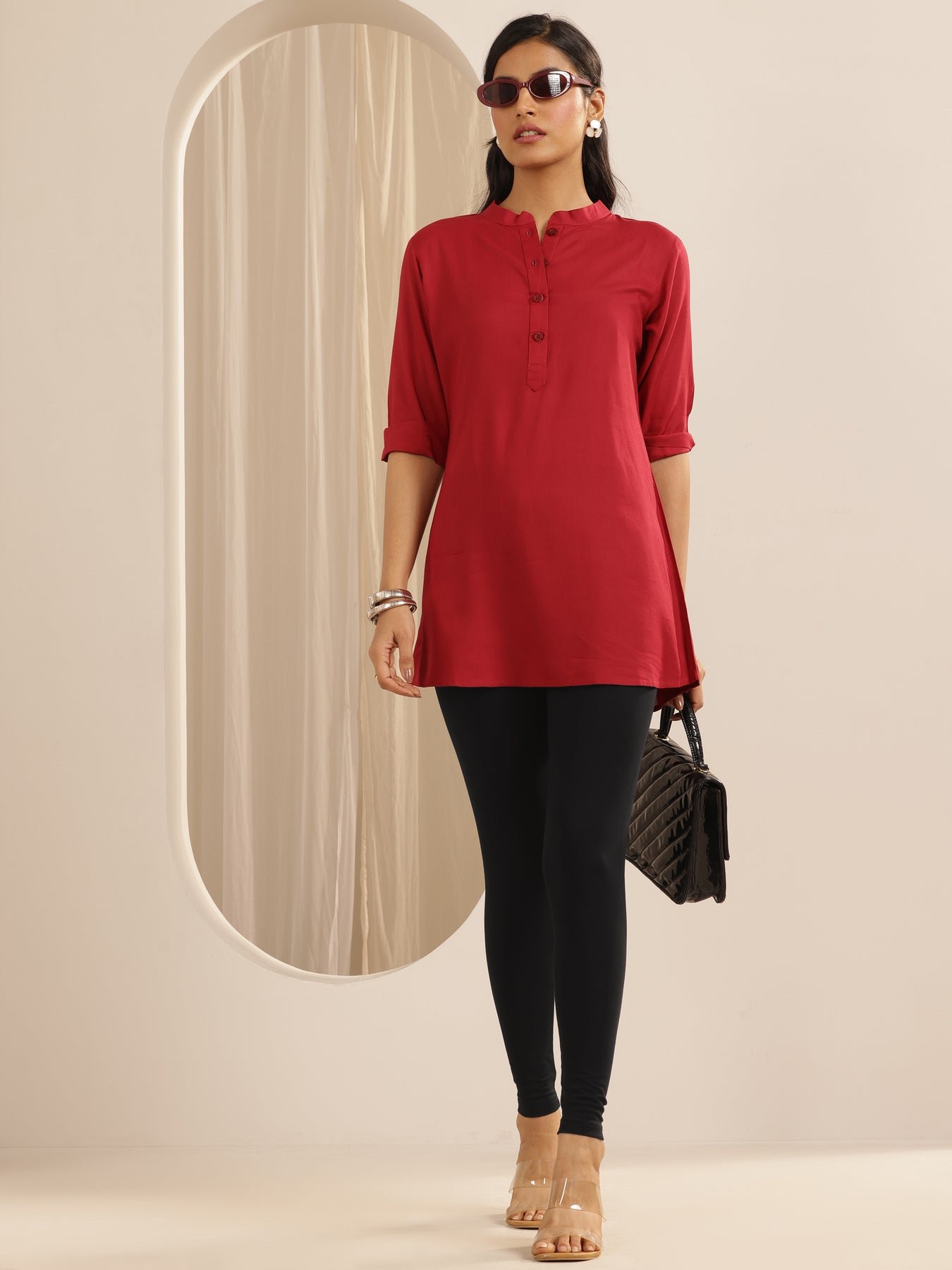 Libas Black Solid Cotton Blend Legging - Image 5