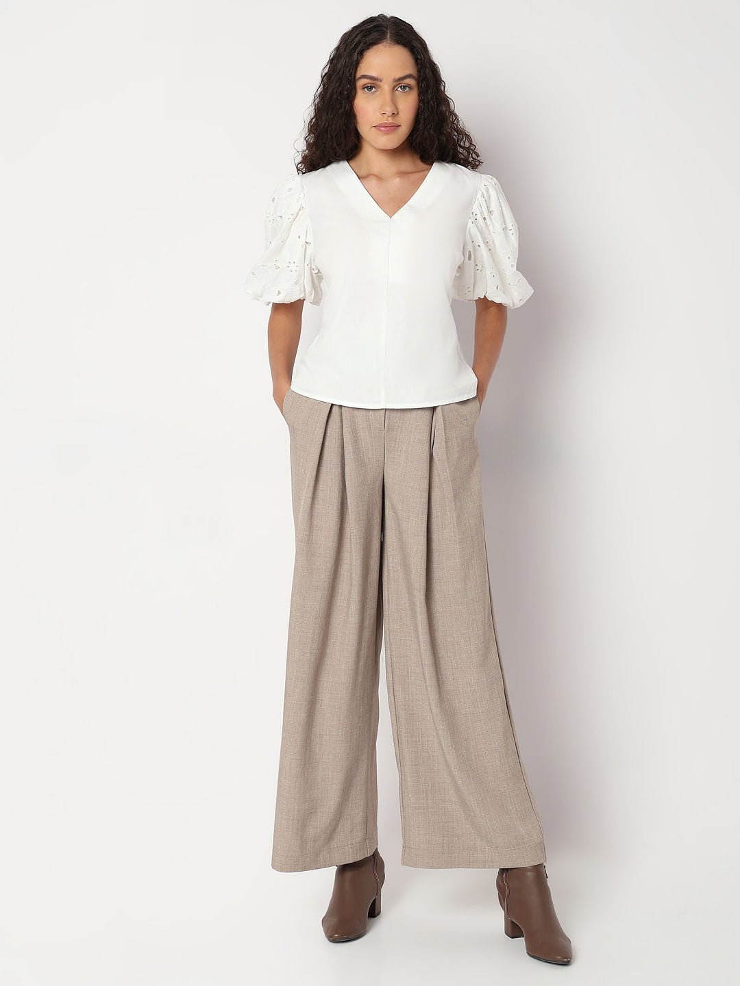 BRIGHT WHITE CUT-WORK SLEEVES TOP - Image 5