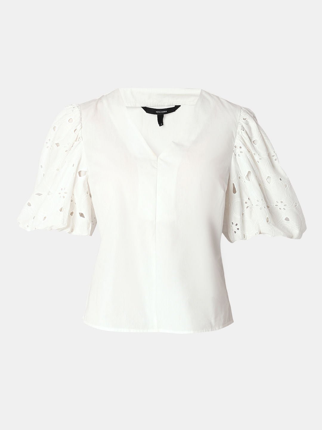 BRIGHT WHITE CUT-WORK SLEEVES TOP - Image 7