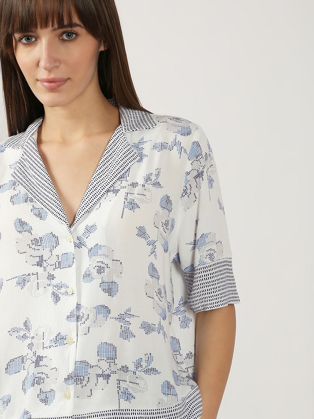 WHITE PRINTED VISCOSE SHIRT - Image 6