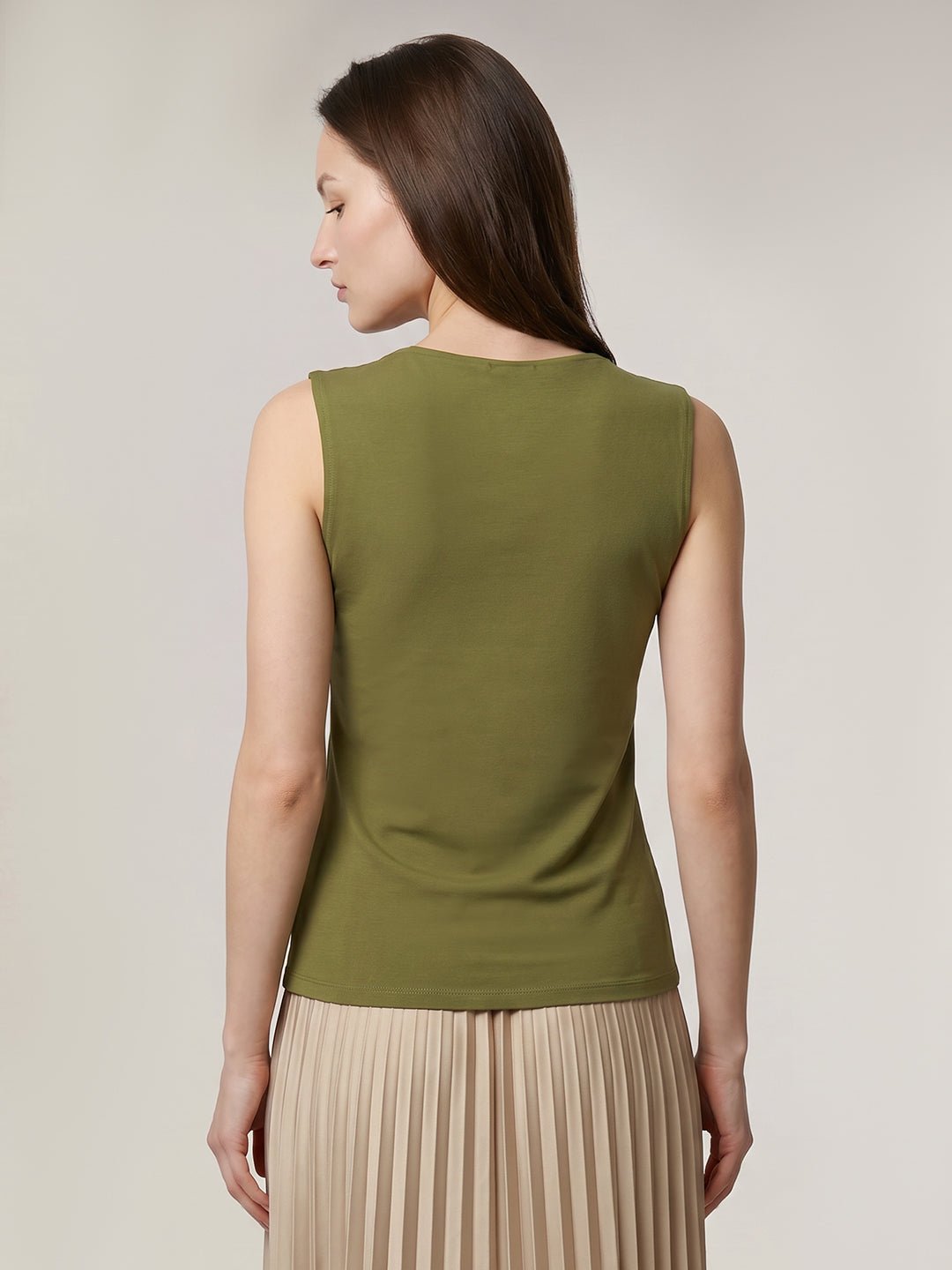 GREEN SLEEVELESS DRAPED TOP - Image 4