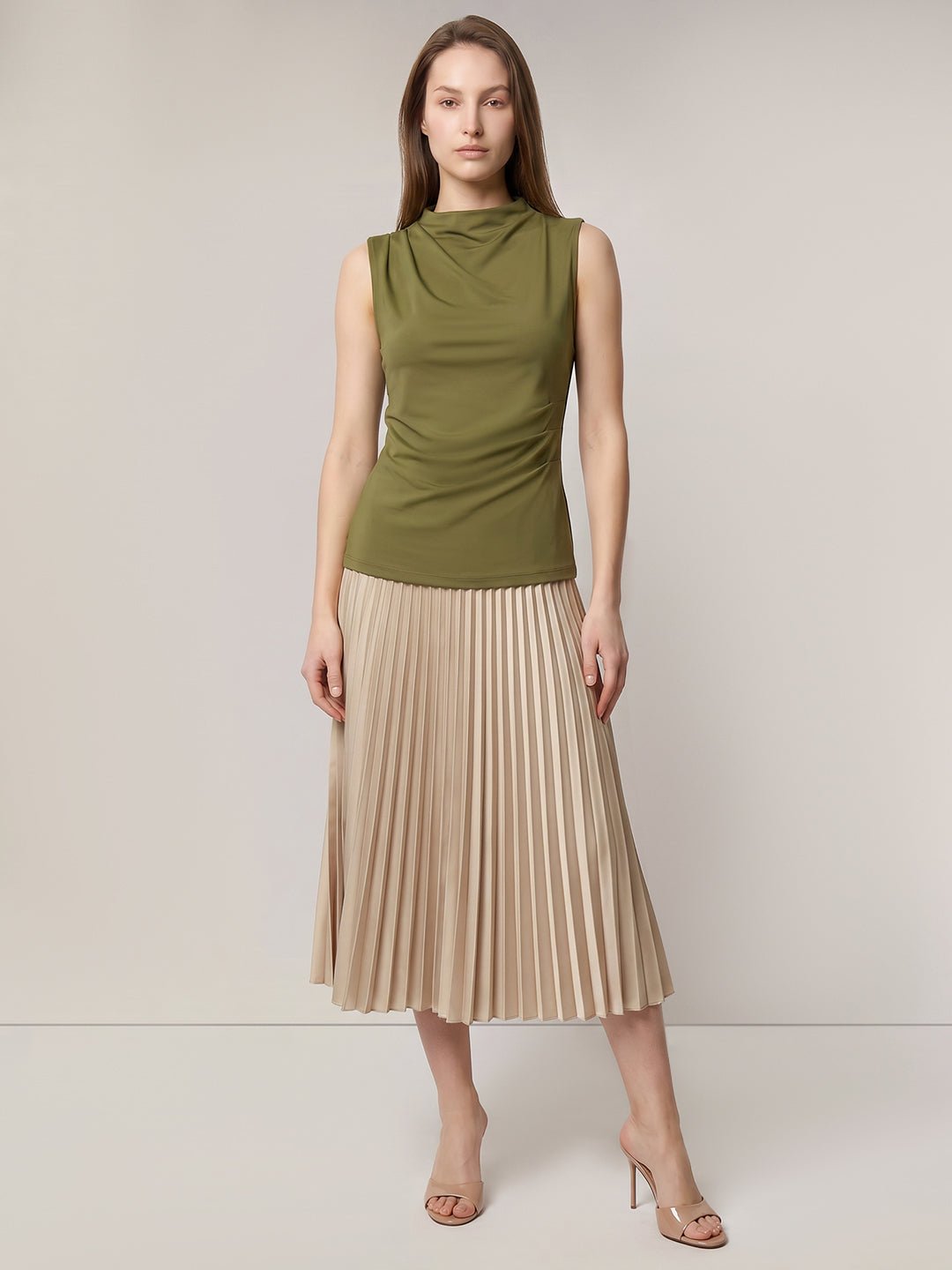 GREEN SLEEVELESS DRAPED TOP - Image 5