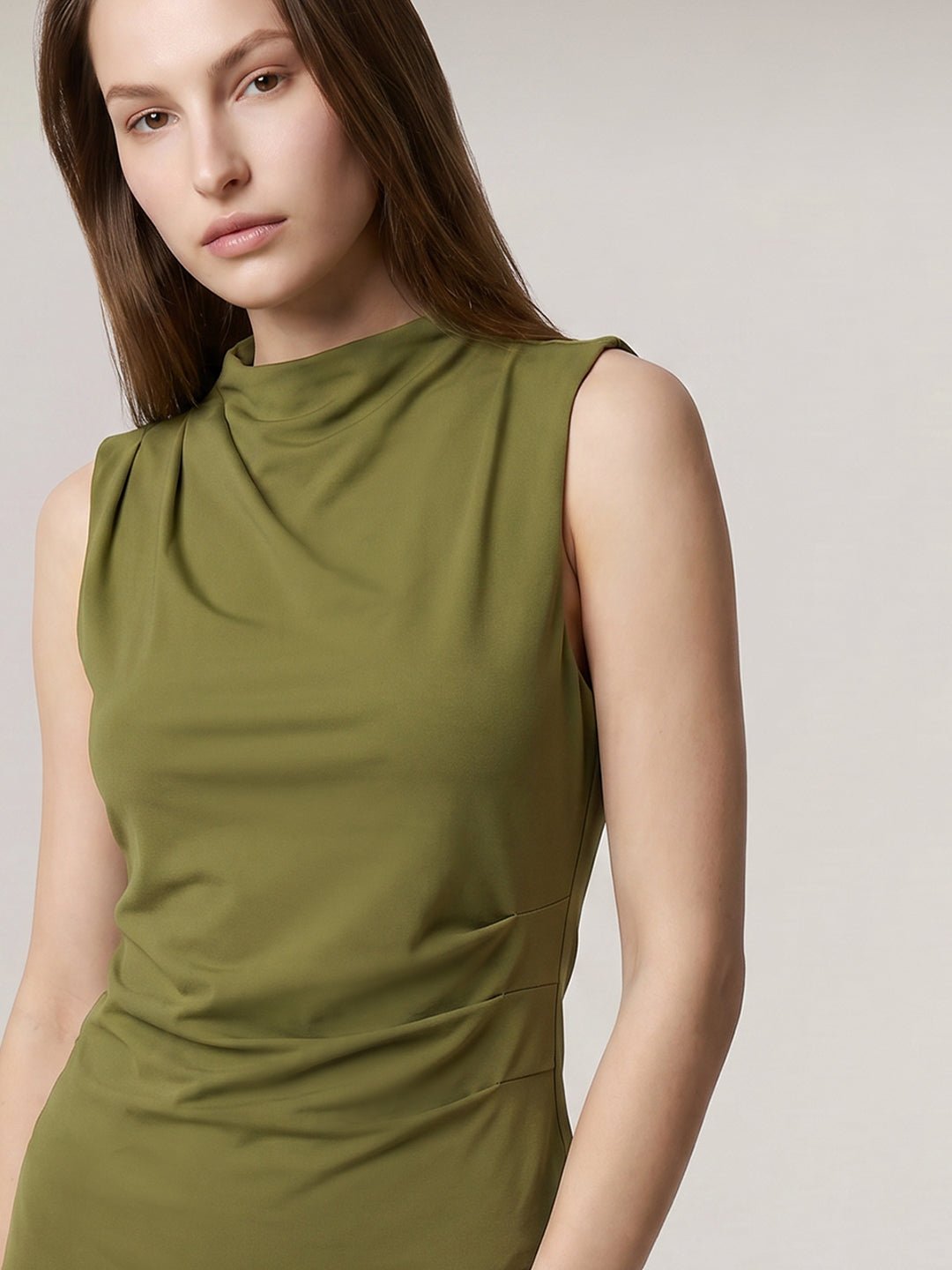 GREEN SLEEVELESS DRAPED TOP - Image 6