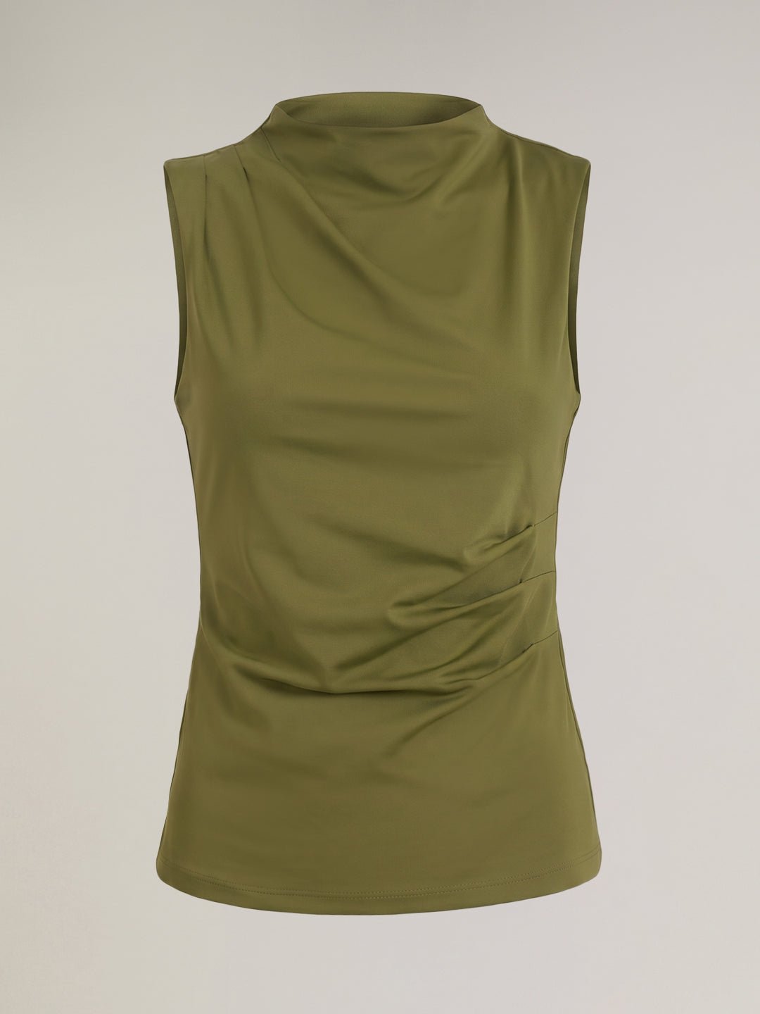 GREEN SLEEVELESS DRAPED TOP - Image 7