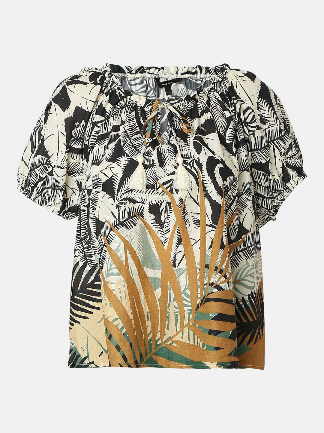 BEIGE TROPICAL PRINT TOP - Image 7