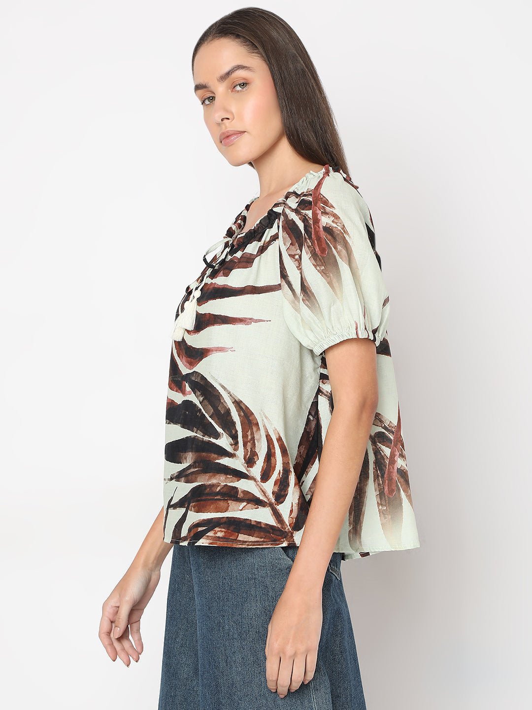 TIE-UP NECK PRINTED TOP - Image 3