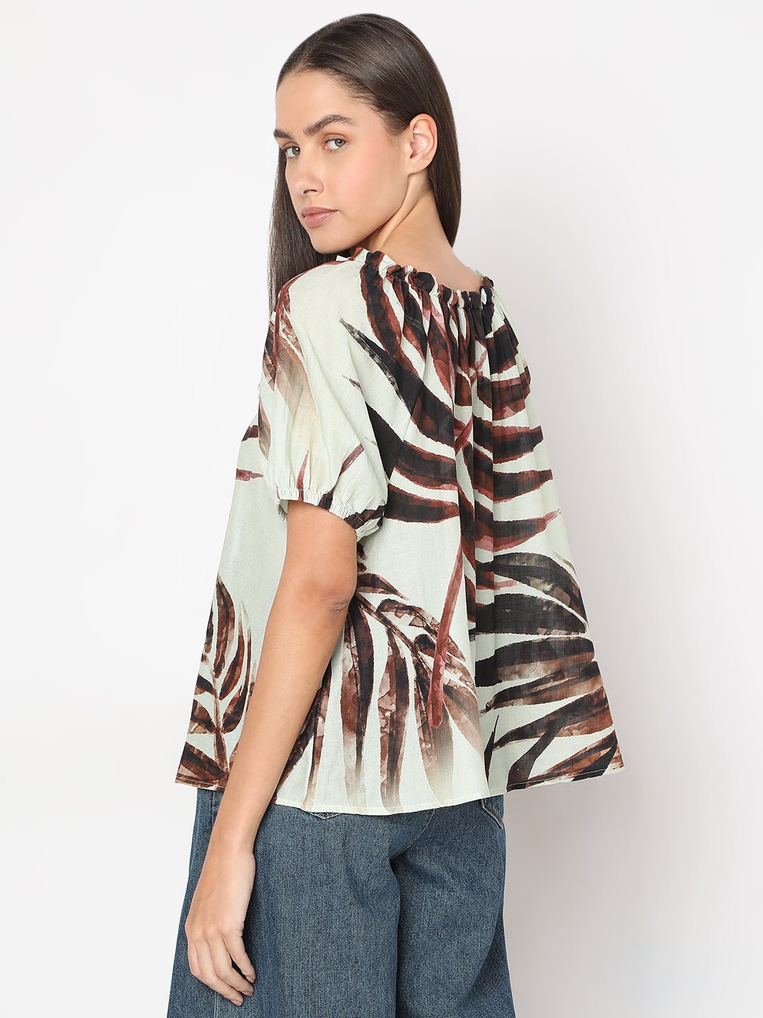 TIE-UP NECK PRINTED TOP - Image 4