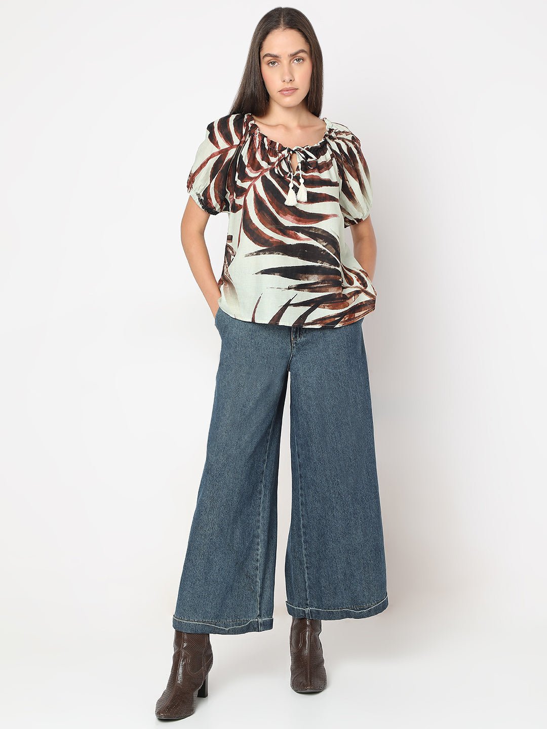 TIE-UP NECK PRINTED TOP - Image 5