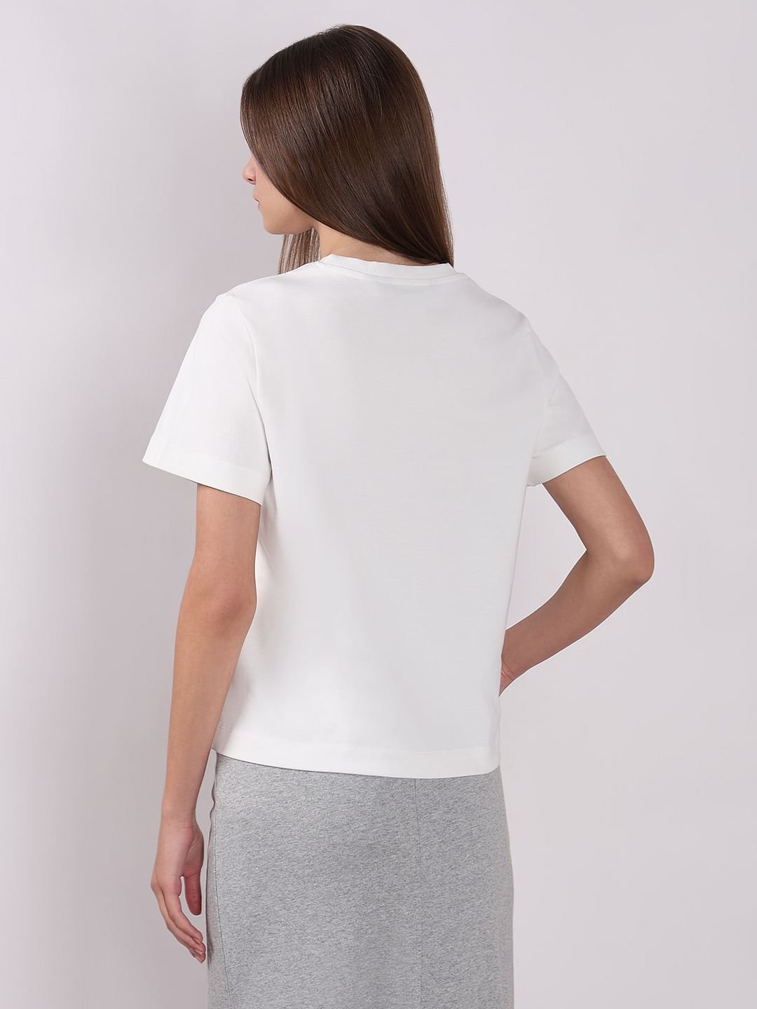 WHITE COTTON O-NECK T-SHIRT - Image 4