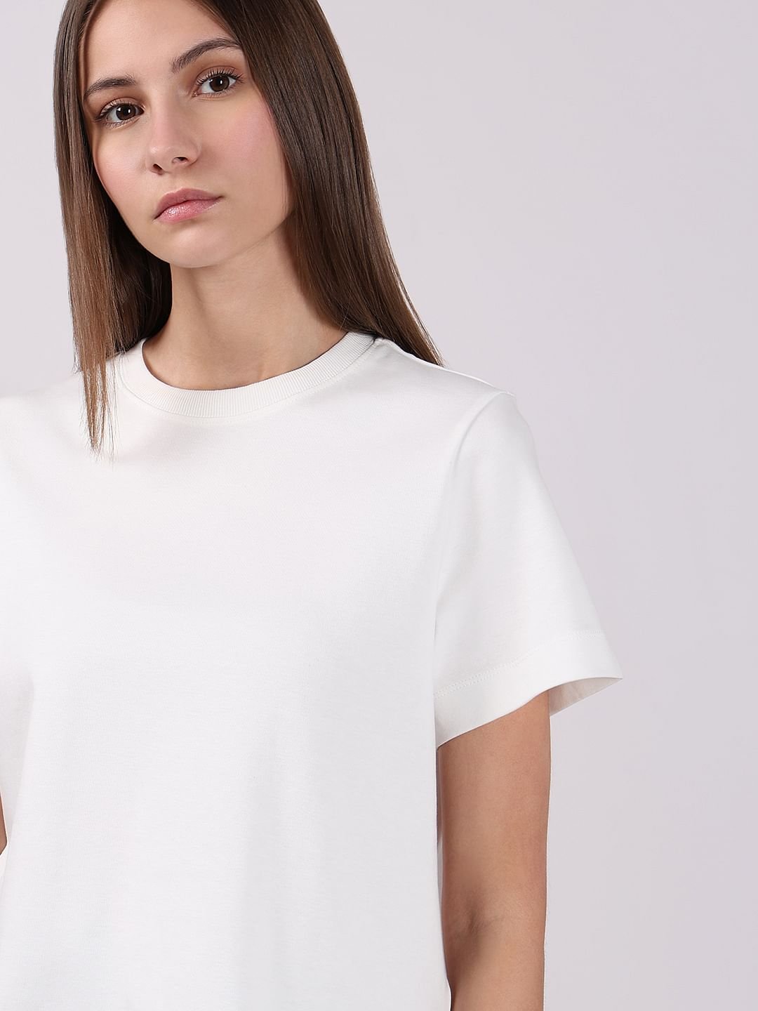 WHITE COTTON O-NECK T-SHIRT - Image 6