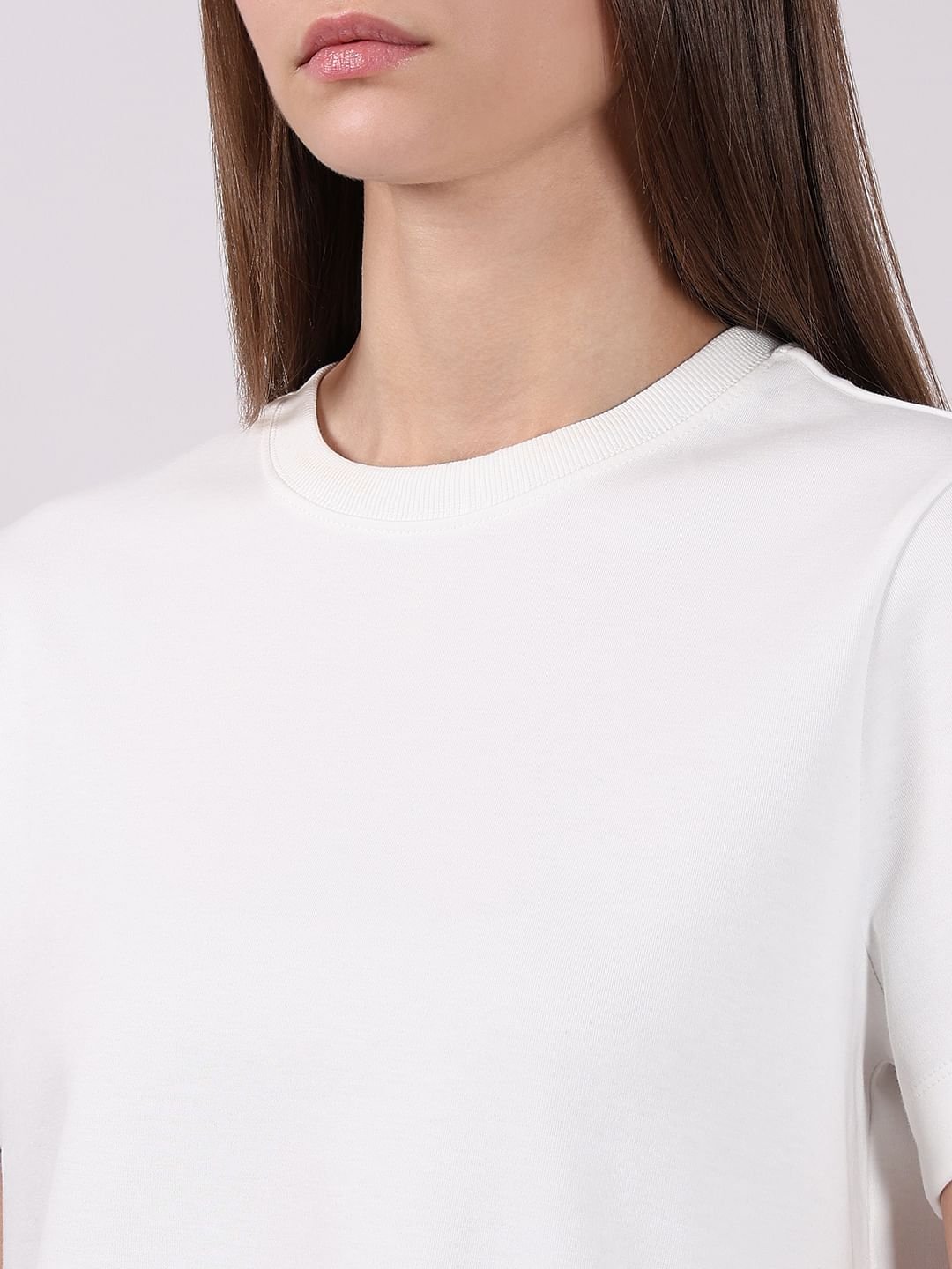 WHITE COTTON O-NECK T-SHIRT - Image 8