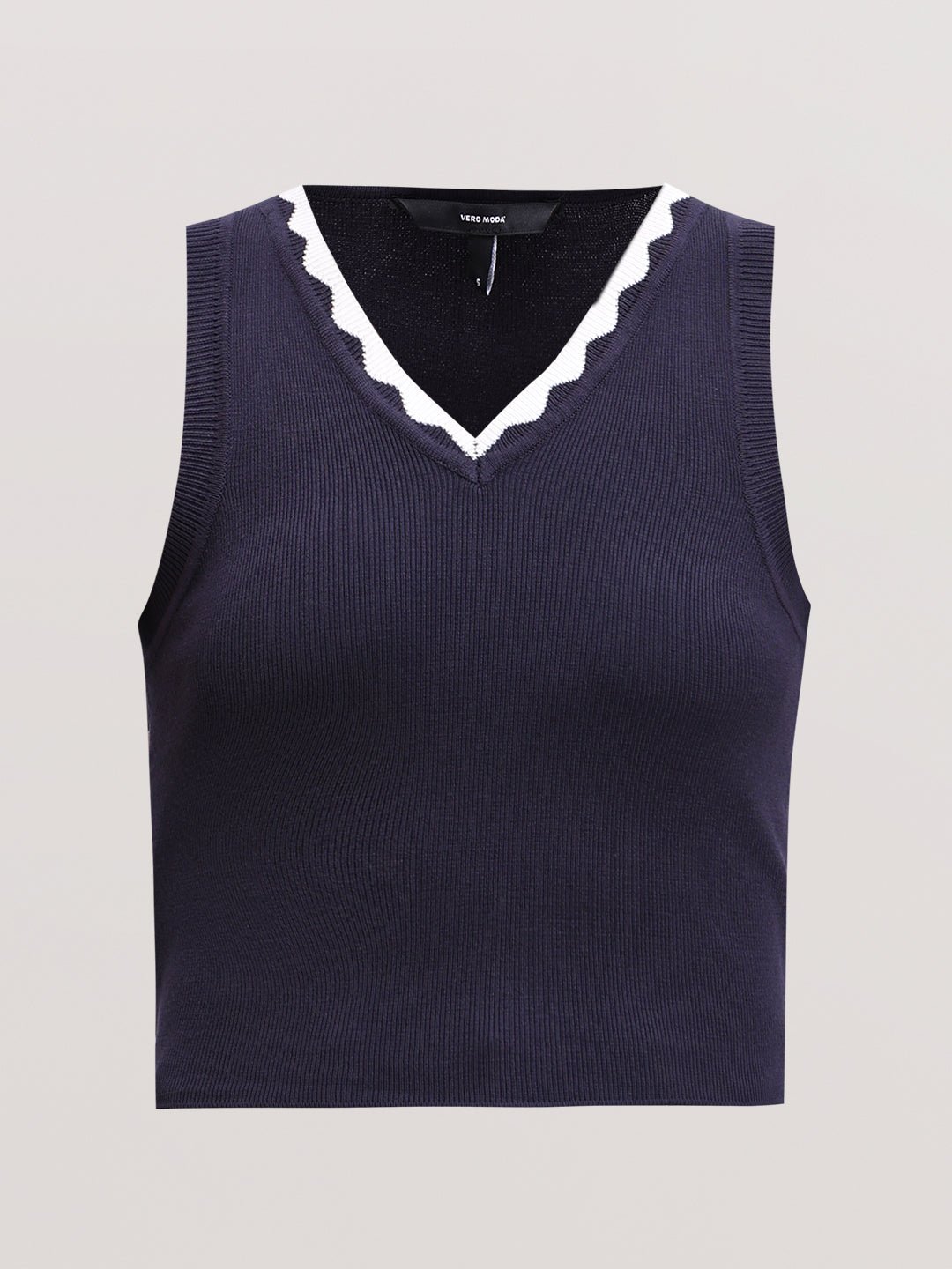 NAVY BLUE V-NECK TOP - Image 7