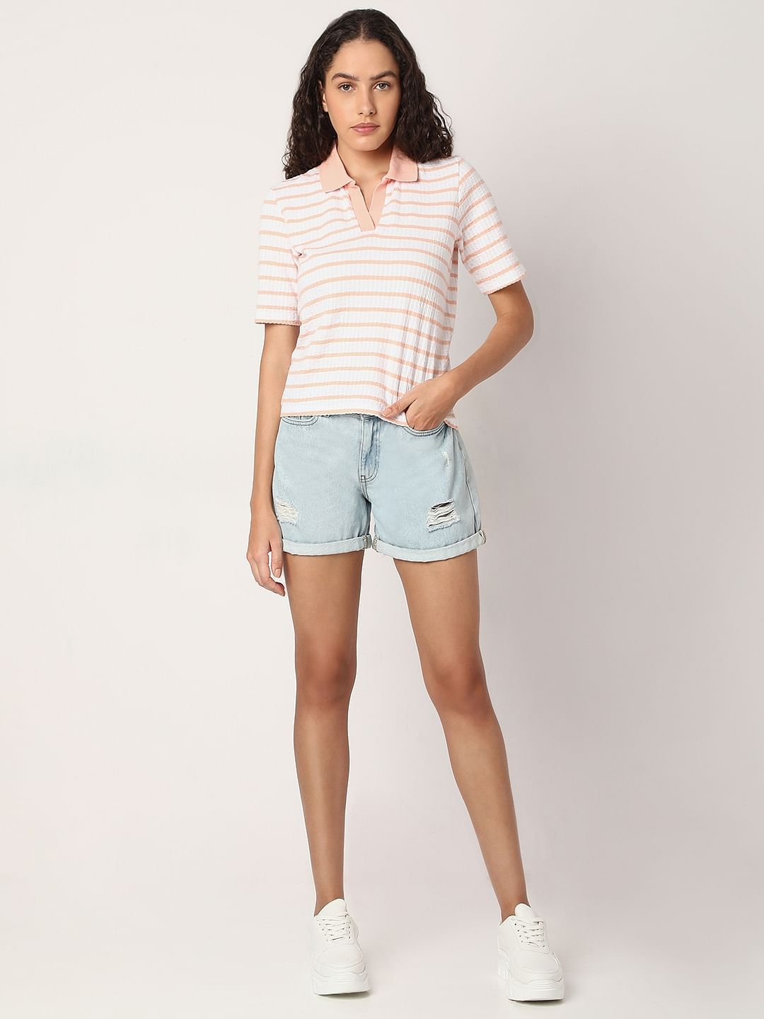 PINK STRIPED RIB-KNIT T-SHIRT - Image 5