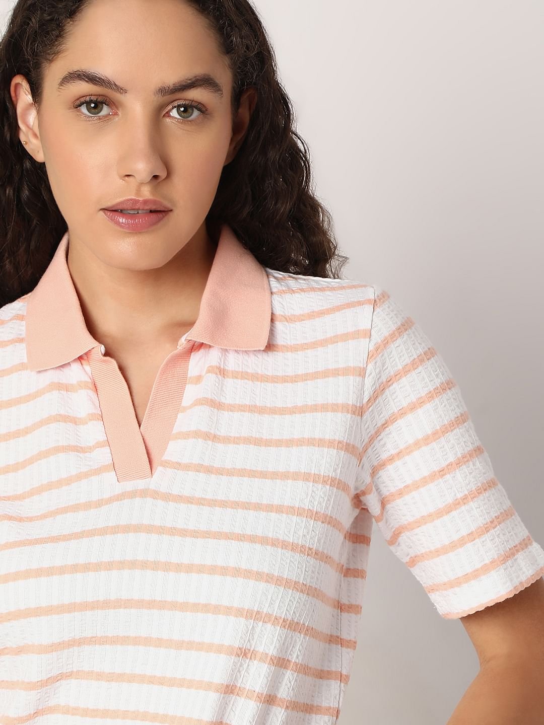PINK STRIPED RIB-KNIT T-SHIRT - Image 6