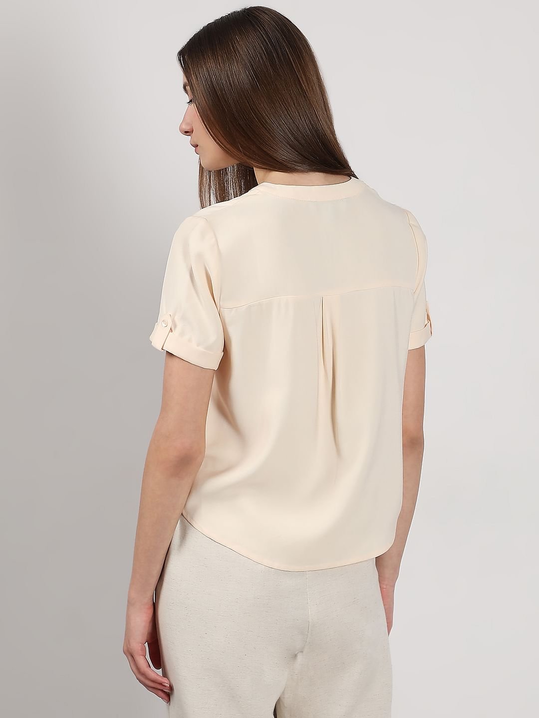 BEIGE V-NECK TOP - Image 3