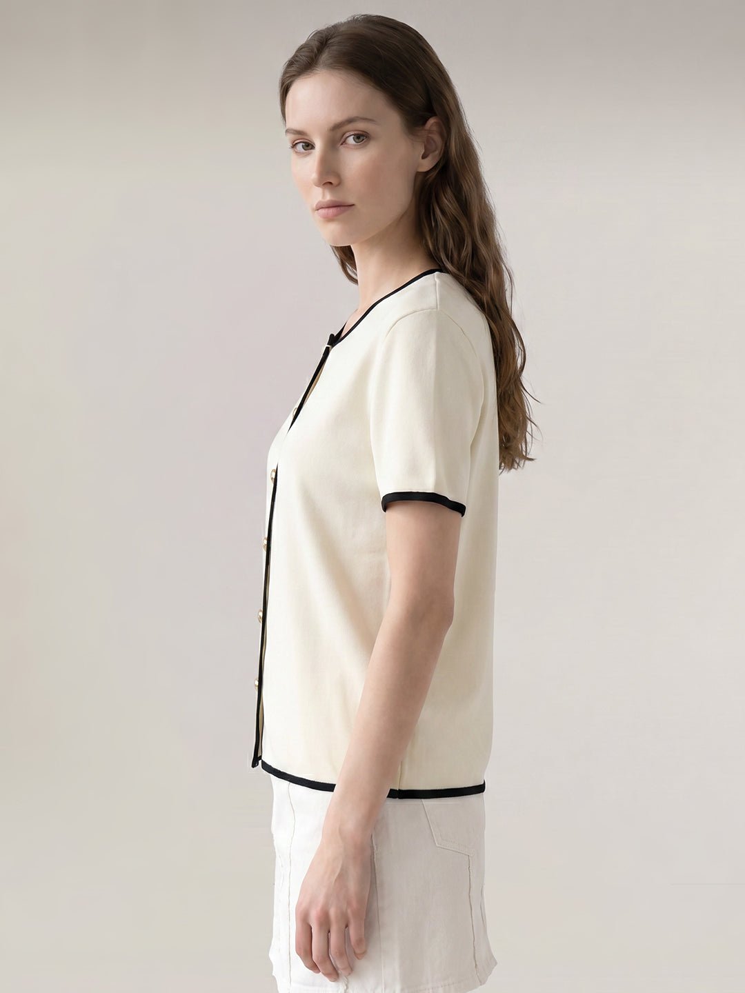 ECRU COTTON KNIT TOP - Image 3