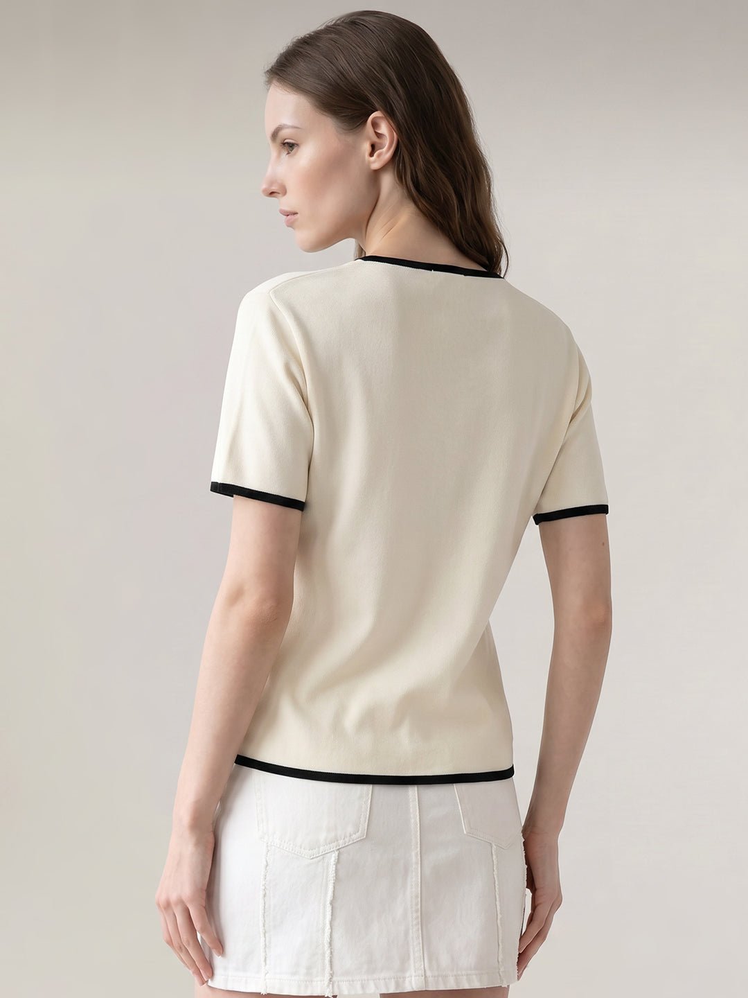 ECRU COTTON KNIT TOP - Image 4