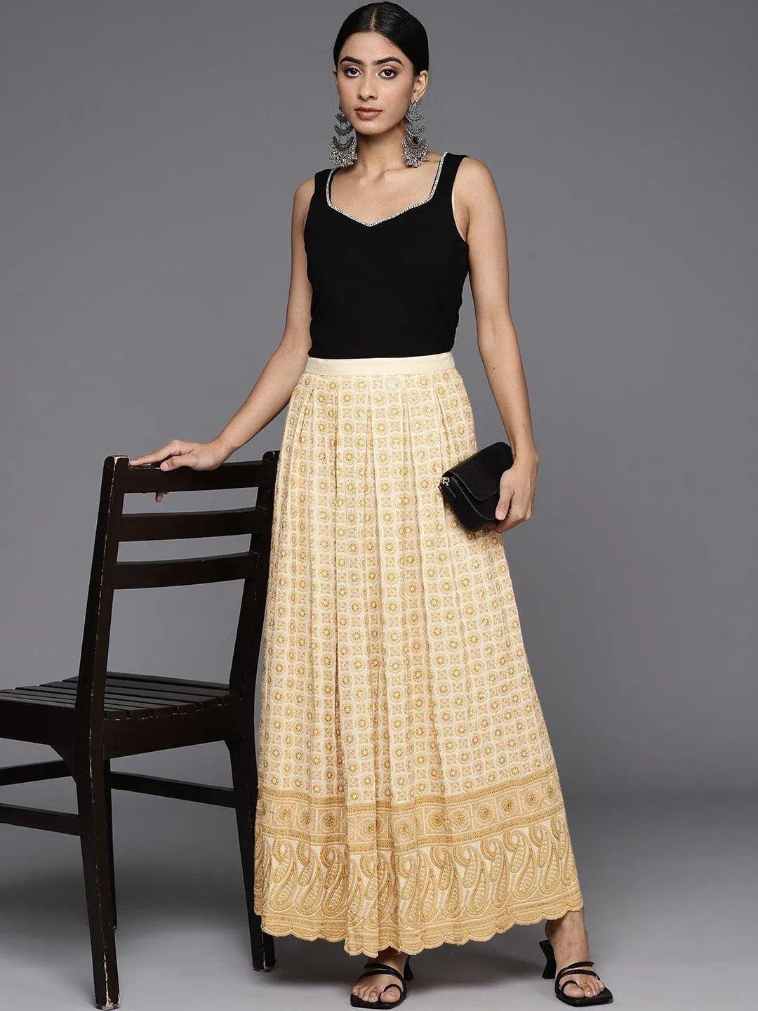 Gerua Gold Embellished Rayon Skirts
